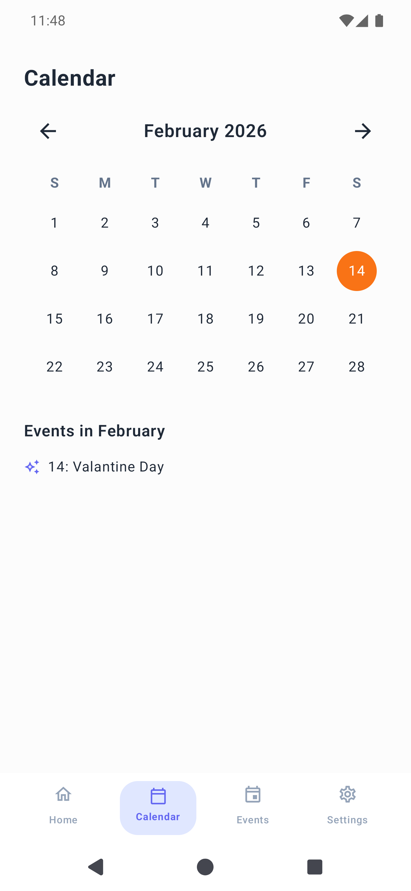 Calendar Screen